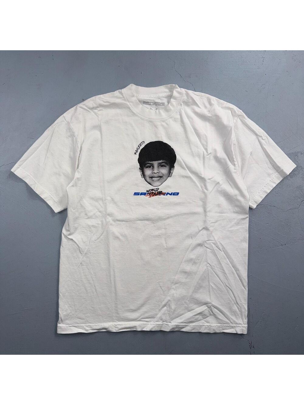 Rauw Alejandro Saturno World Tour 2023 Short Sleeve Shirt White Mens Large SUNA